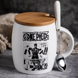 Mugs One Piece avec cuillères et couvercles assortis