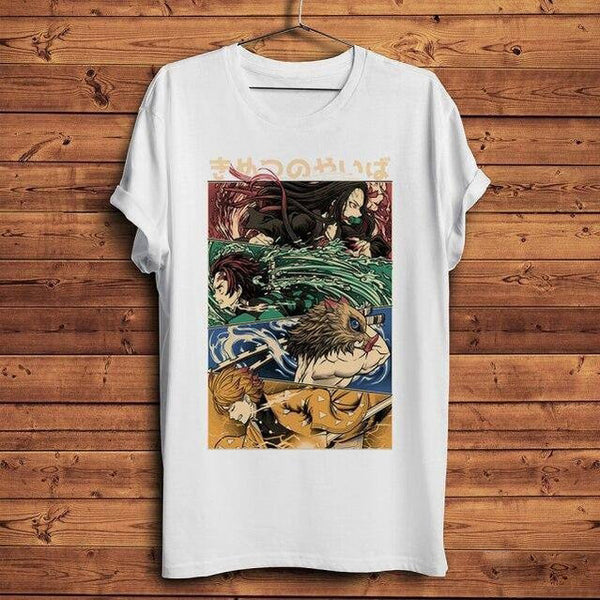 T-Shirt Imprimé Demon Slayer Le Quatuor Infernal