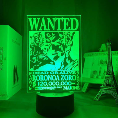 Lampe LED One Piece Roronoa Zoro Wanted - Mangahako