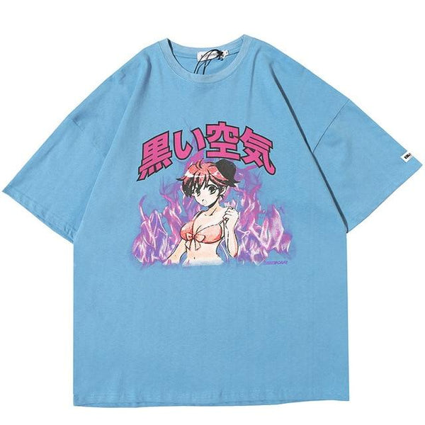 T-Shirt Manga Senpai Streetwear Purple Flame
