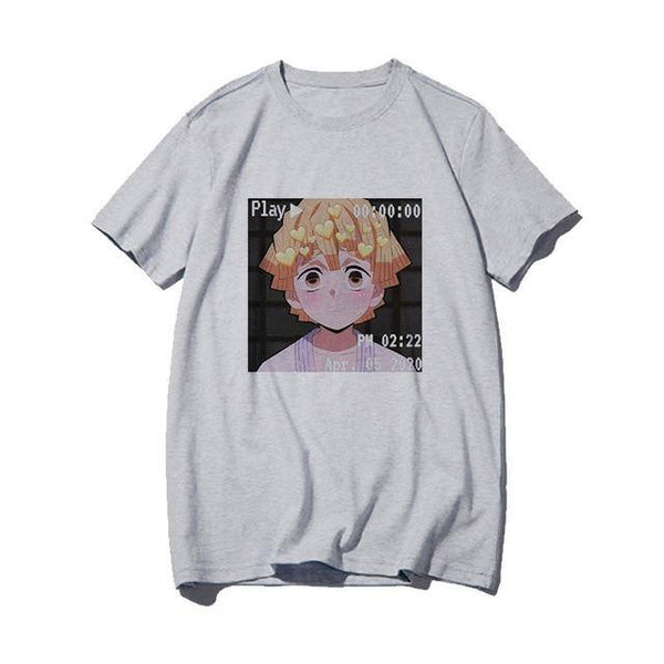 T-Shirt Imprimé Demon Slayer Zenitsu Retro - Mangahako