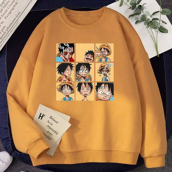 Sweatshirt One Piece Monkey D. Luffy Funny Faces - Mangahako